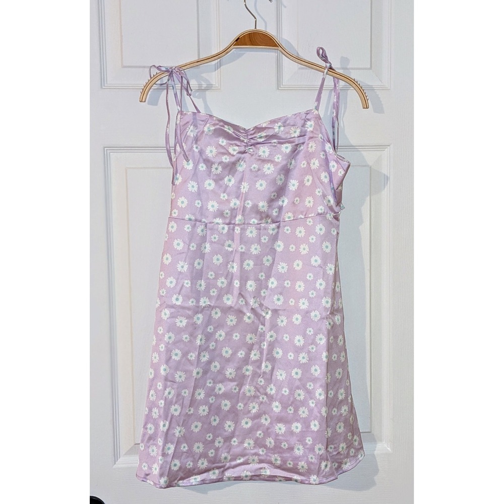 L.I.A Floral Daisy Mini Dress Tie Strap Sleeveless Lavender Purple Size M NWT